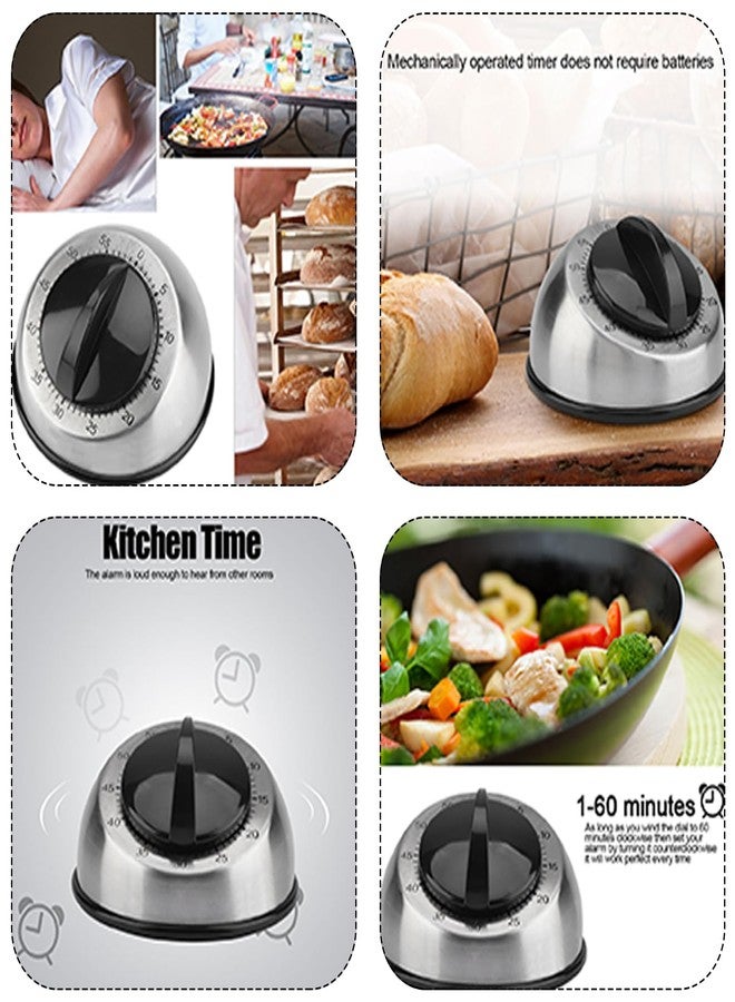 lvifloae 60 Minute Wind Up Timer Stainless Steel Kitchen Countdown Timer for Home Baking Cooking Oven Countdown Wind Up Alarm Clock Home Tools - Image 2
